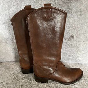 GARNET HILL  BROWN LEATHER BOOTS SIZE 6 1/2.